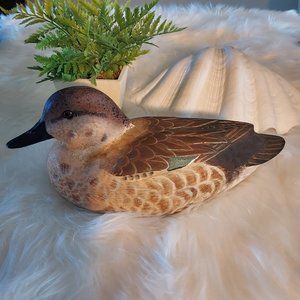 Green Wing Teal Hen by S. Leonard 9.75L x 4w x 4.5h .